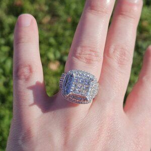 10KT White Gold 3.61TCW Diamond Cathedral Halo Cocktail Engagement Ring Size 7